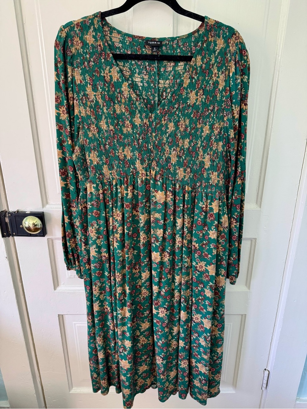 Torrid Floral Smocked Midi Dress in Green